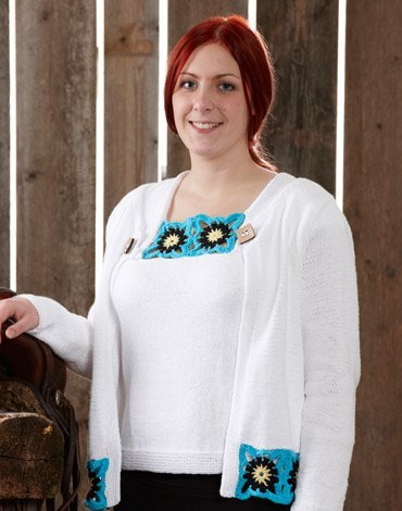 Neulekuvio - Neuletakki ja toppi virkattuilla neliill