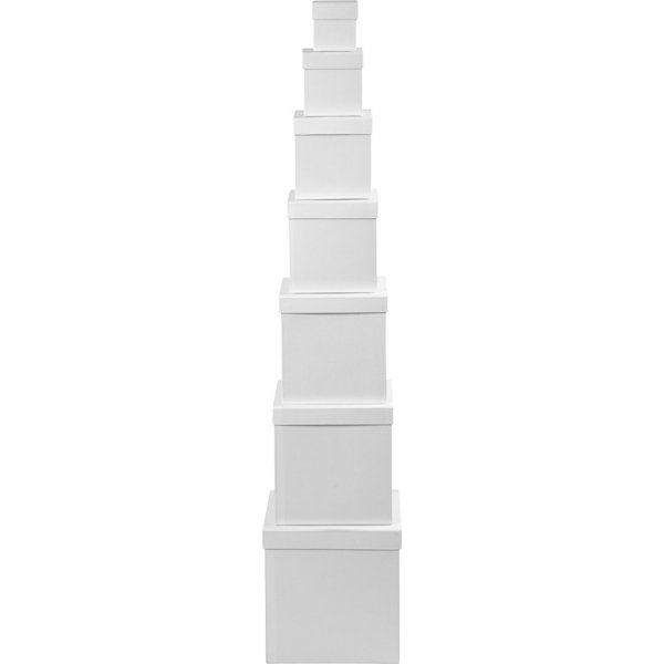 Laatikot - valkoinen - neli - 7 kpl