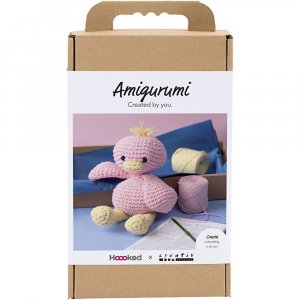 Tee-se-itse amigurumi-ankka, vaaleanpunainen ja vaaleankeltainen - 1 pakkaus