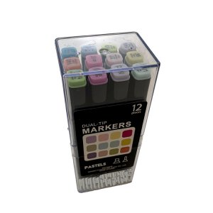 Tussikyn�t 12 kpl - v�ritussi, kaksik�rkinen, pastelliv�rit