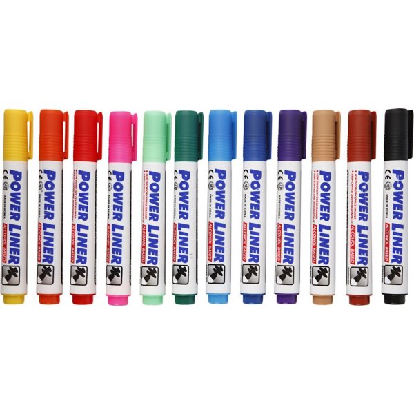Valkotaulumerkit 4 mm - Sekavrit - 12 kpl
