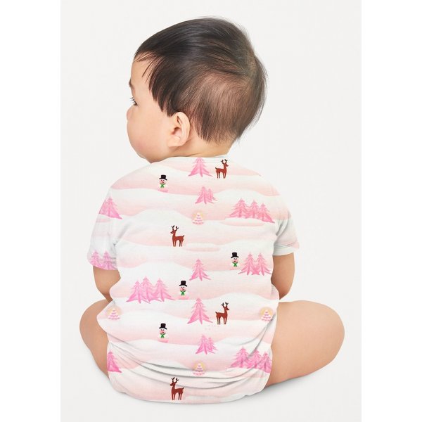 Kuviollinen trikoo 145 cm - Winterland - Pinkki