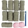 DIY Kit Virkkaus, oliivinvihreä, Vahva laukku