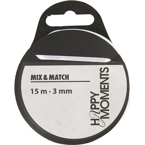 Satiininauha - valkoinen - B3 mm - 15 m