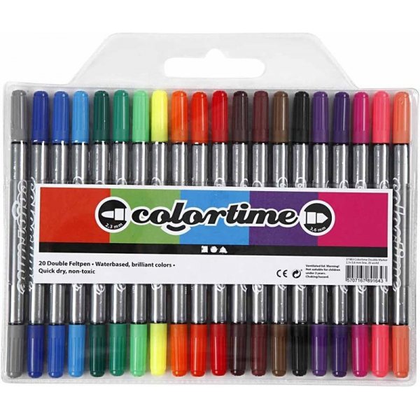 Colortime Double marker - vakiovärit - 20 kpl Colortime Double marker - vakiovärit - 20 kpl