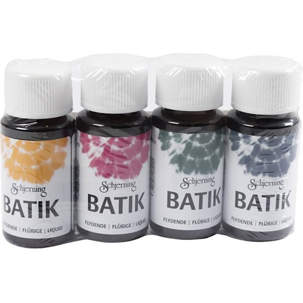 Batiikkimaali - laivastonsininen - vihre - pinkki - maissinkeltainen - 4x50 ml