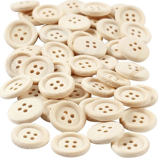 Puiset napit 15 mm - 50 kpl