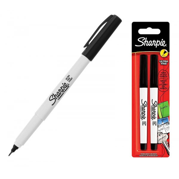 Kuitukyn Sharpie Permanent - Ultra Fine Black - 2 kpl