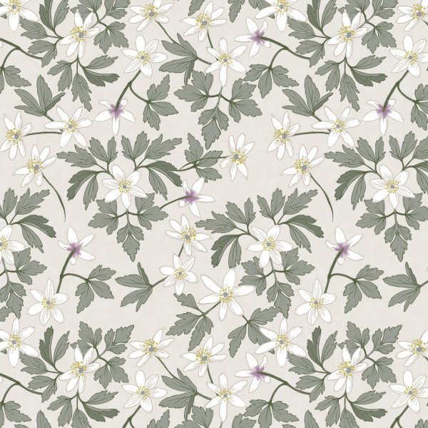 Suojapeite PVC kuviollinen anemone - beige