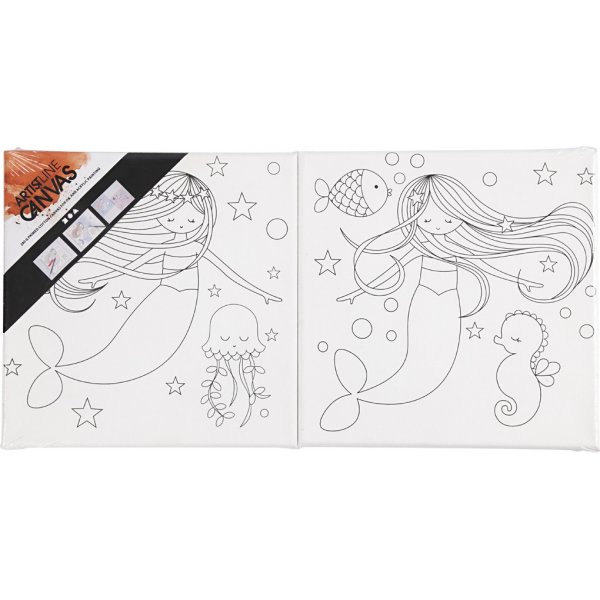 Kanvas printillä - valkoinen - merenneito - 2 kpl Kanvas printillä - valkoinen - merenneito - 2 kpl