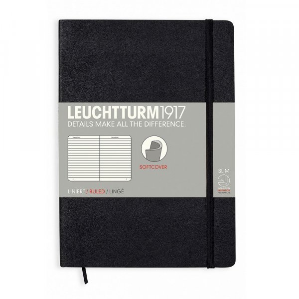 Notebook A5 Soft Lined - musta