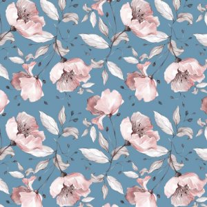 Kuviollinen Neule 150 cm - Kukkasinsininen