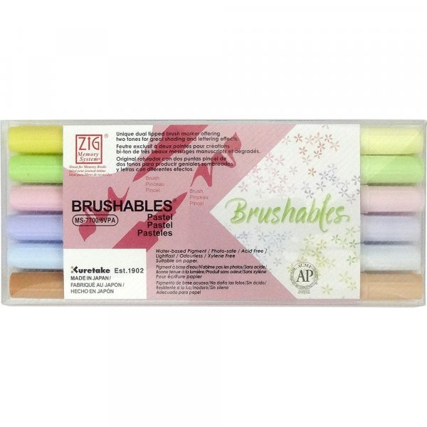 Harjakynt ZIG Brushables 6 Pens - Pastelli