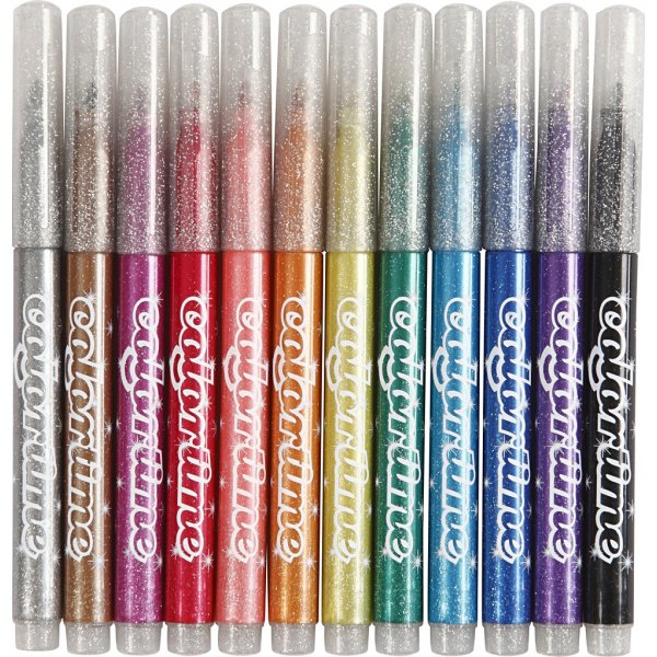 Colortime Glitter tussi - sekavrit - 2 mm - 12 kpl