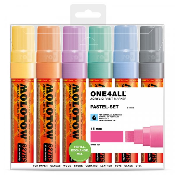 Akryylimerkit One4All 15 mm 6 kyn - pastelli