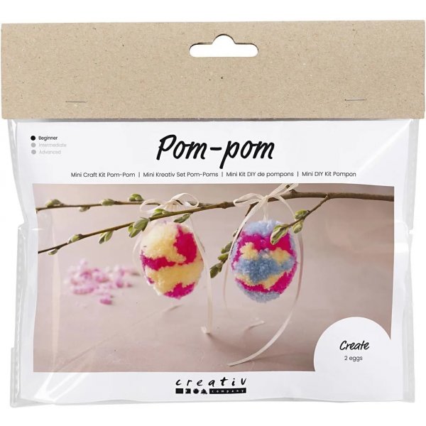 Mini DIY Kit Pompom, vriks, muna
