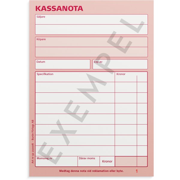 Kuitti - A6 numeroitu