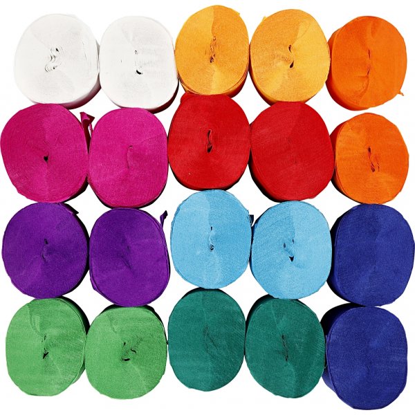 Kreppipaperirullat - sekavärejä - 20 rullaa Kreppipaperirullat - sekavärejä - 20 rullaa