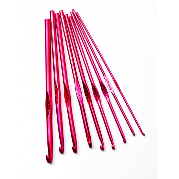 Virkkuukoukku "Punainen" - 15cm - Alumiini