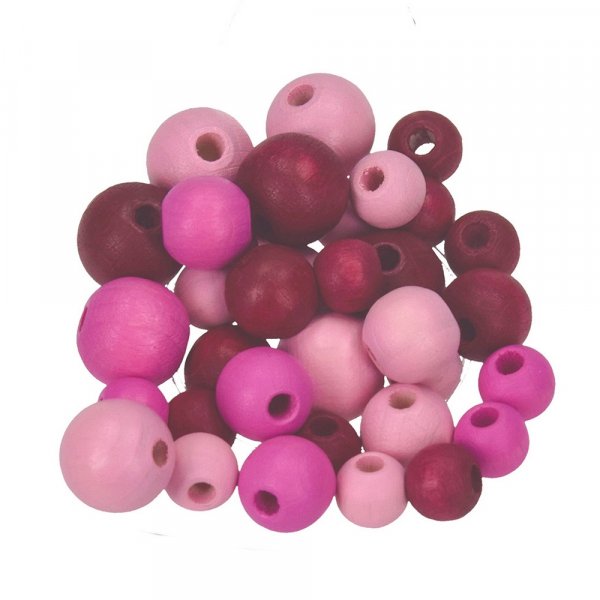 Puuhelmet 8,10,12 mm - pink mix 25 g koko sekoitus