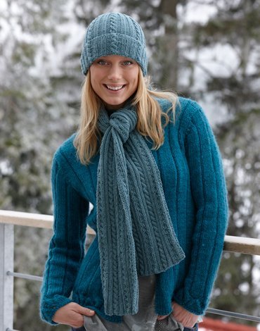 Neulekuvio - Neulottu hattu ja huivi