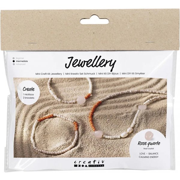 Mini DIY Kit Koruja, kaulakoruja ja rannekoruja ruusukvartsia