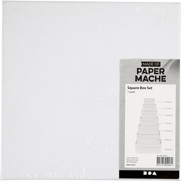 Nelinmuotoiset laatikot - valkoinen - 7 kpl