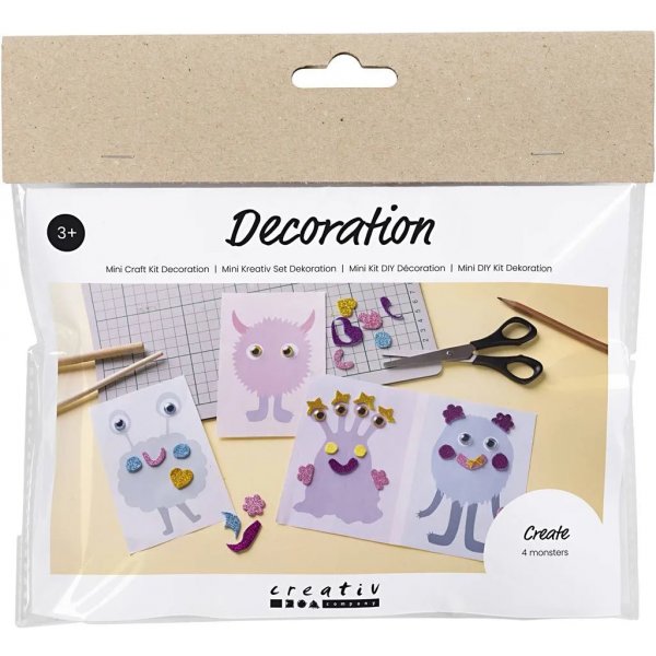 Mini DIY Kit -sisustus, pastellivrit, Monster Collage