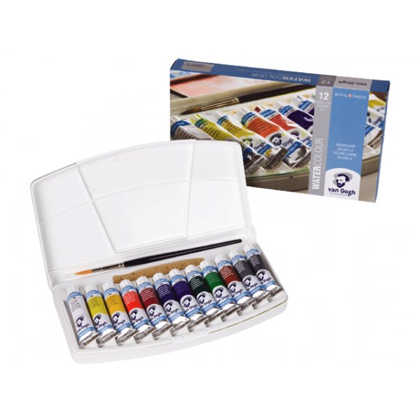 Van Gogh Watercolour setti muovilaatikossa (12 vrin sarja - 10 ml putket)