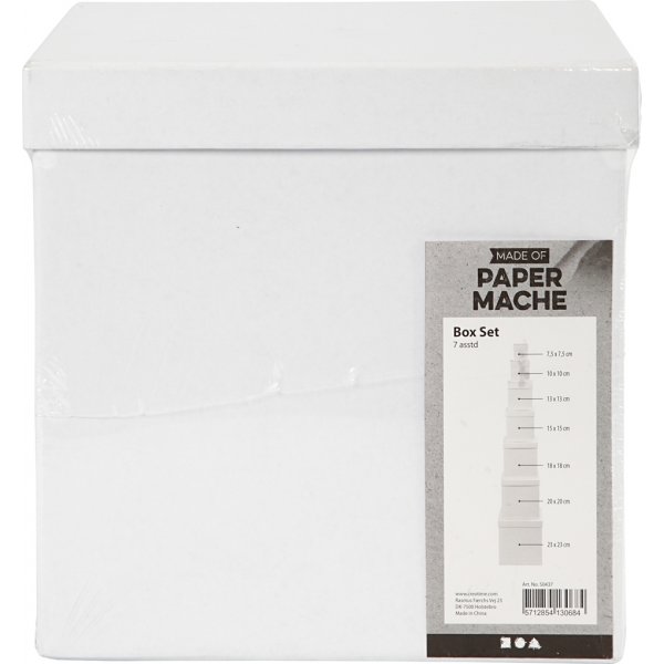 Laatikot - valkoinen - neli - 7 kpl