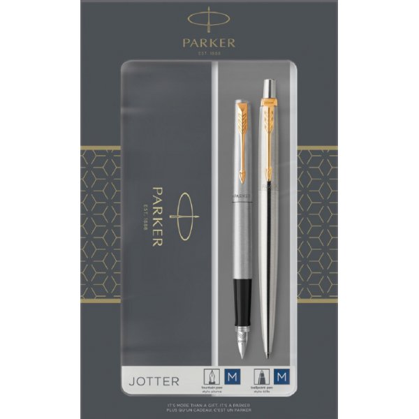Kynsarja Parker Jotter - Duoset kuulakrki- ja tytekyn - Ruostumaton ters - Sininen ruostumaton ters GT
