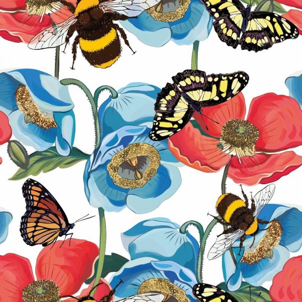 Kuviollinen jersey 145 cm - Bumblebee - Makaonfjaril - Valkoinen