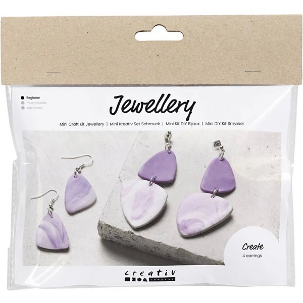 Mini DIY Kit -korut, vaalea violetti, marmoroidut korvakorut