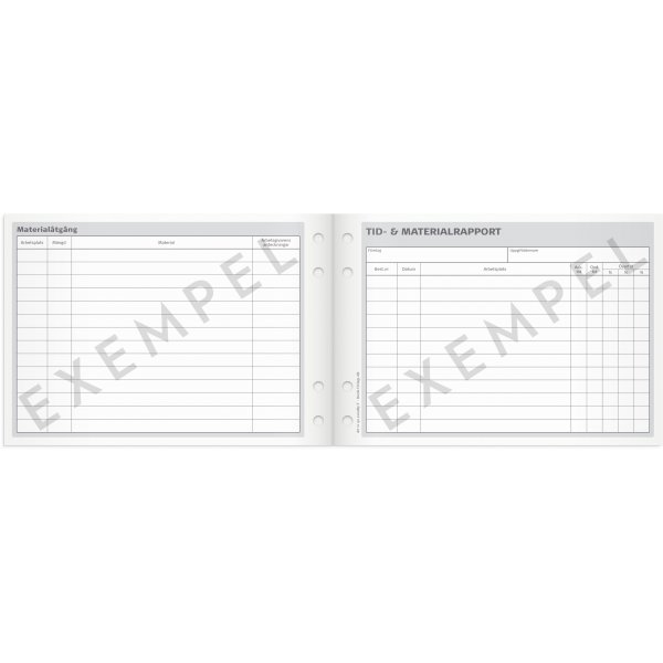 Aika- ja materiaaliraportti - A5L