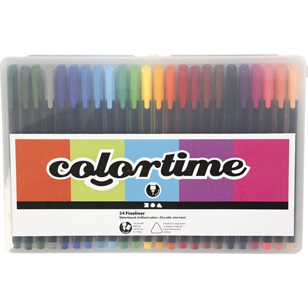 Colortime Fineliner Marker - sekavärit - 24 kpl Colortime Fineliner Marker - sekavärit - 24 kpl