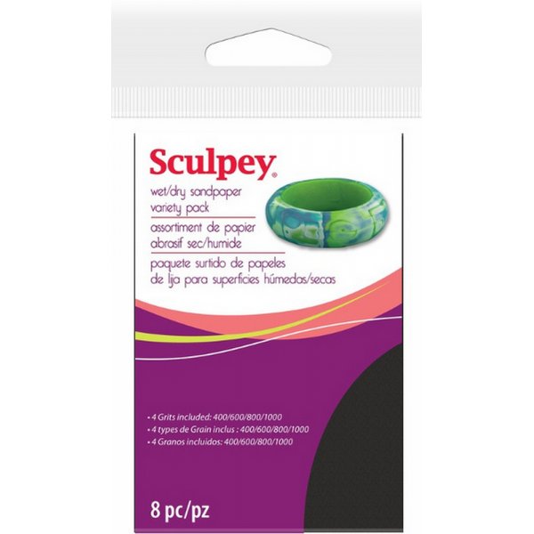 Sculpey mrk/kuiva hiekkapaperi - 8 kpl