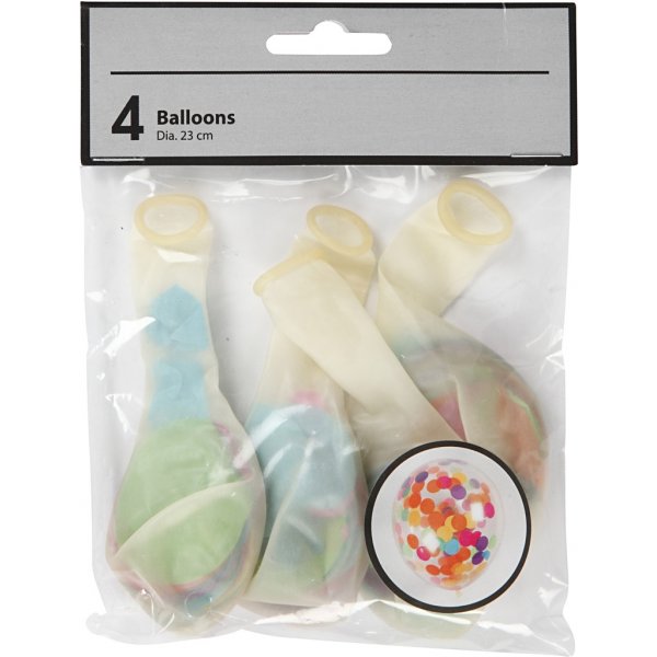 Ilmapallot konfetilla - lpinkyv - 23 cm - 4 kpl