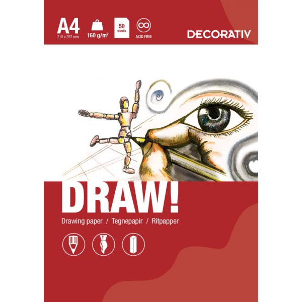 Piirustuslehti DRAW A4 (160g) - 50 arkkia