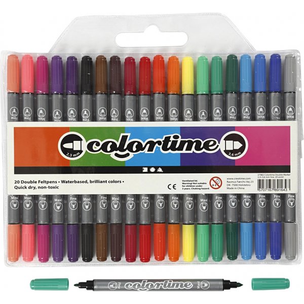 Colortime Double marker - vakiovärit - 20 kpl Colortime Double marker - vakiovärit - 20 kpl