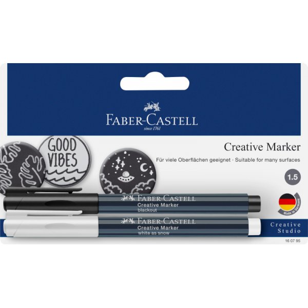 Kuitukynsarja - Faber-Castell - Luova tussi - Valkoinen ja musta
