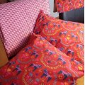 Asiakaskuva Puuvillakangas Gingham Pienet neli�t - Punainen-Valkoinen - 140 cm