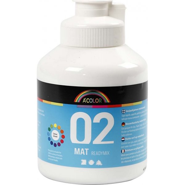 Koulumaali - Akryyli - valkoinen - matta - 500 ml