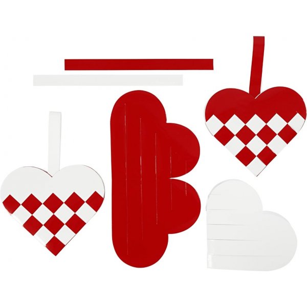 Askartelusetti - Punotut sydämet - punainen/valkoinen - 8 kpl Askartelusetti - Punotut sydämet - punainen/valkoinen - 8 kpl