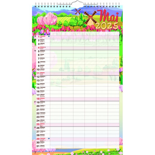 Perhekalenteri - 6 saraketta - 18 kuukautta