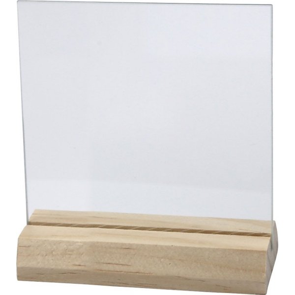 Lasilevy puisella pohjalla - 7,5 x 7,5 cm - 10 sarjaa