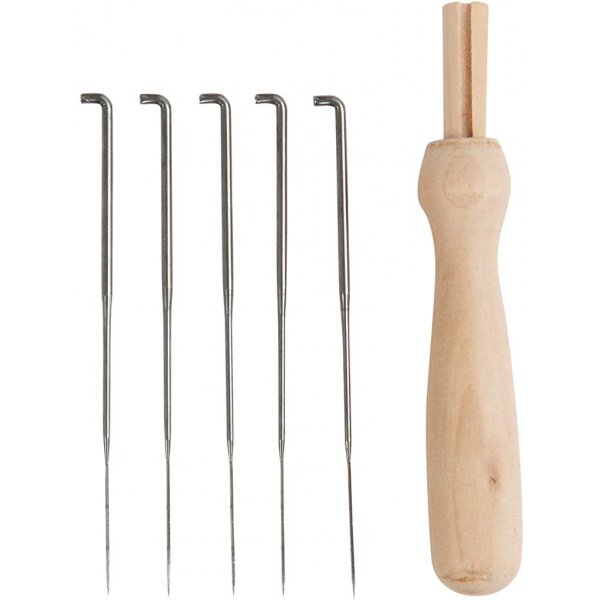 Puinen huovutusneulanpidike 5 vlineulalla