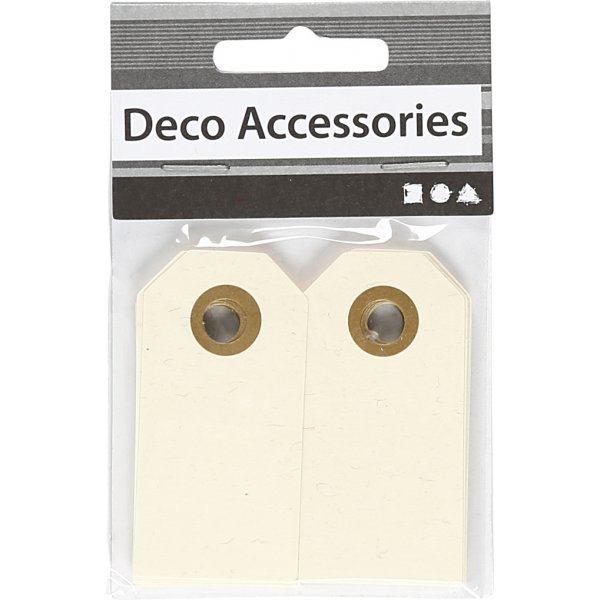 Manila tussit - kerma - 3 x 6 cm - 30 kpl Manila tussit - kerma - 3 x 6 cm - 30 kpl