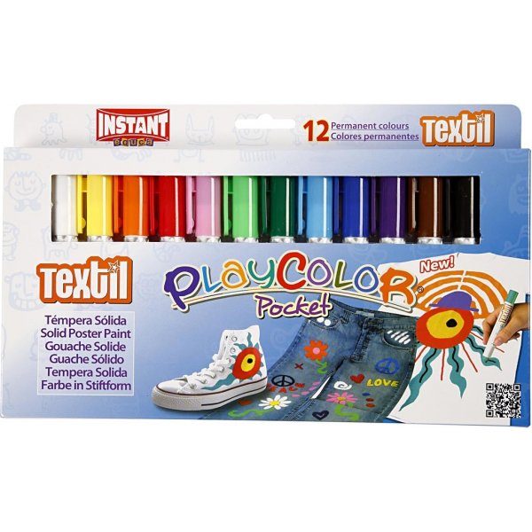 Playcolor Tekstiilimaali - sekavrej - 12 kpl