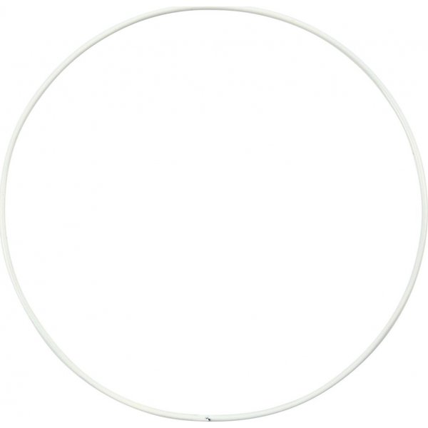 Metallirengas - valkoinen - 15 cm - 10 kpl