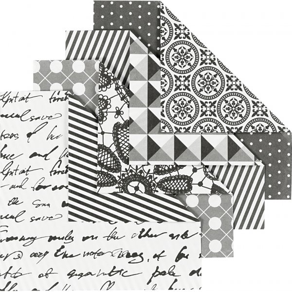 Origamipaperi - musta/valkoinen - 10 x 10 cm - 50 arkkia